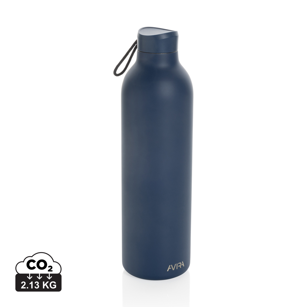 Bouteille isotherme personnalisable 1L en acier recyclé AVIRA Bleu marine